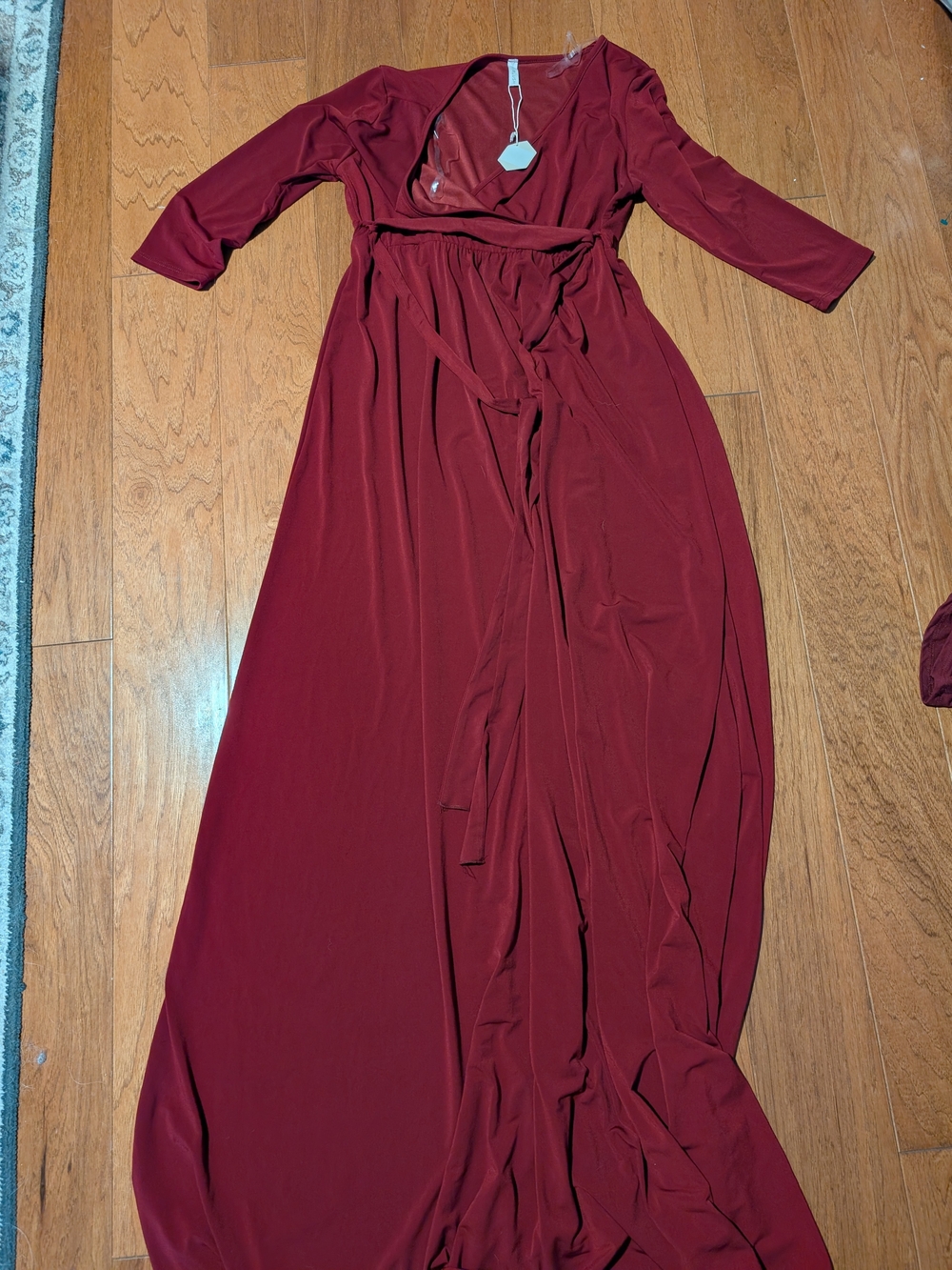 Pinkblush Maternity Burgundy Wrap Maxi Dress - Sz Large